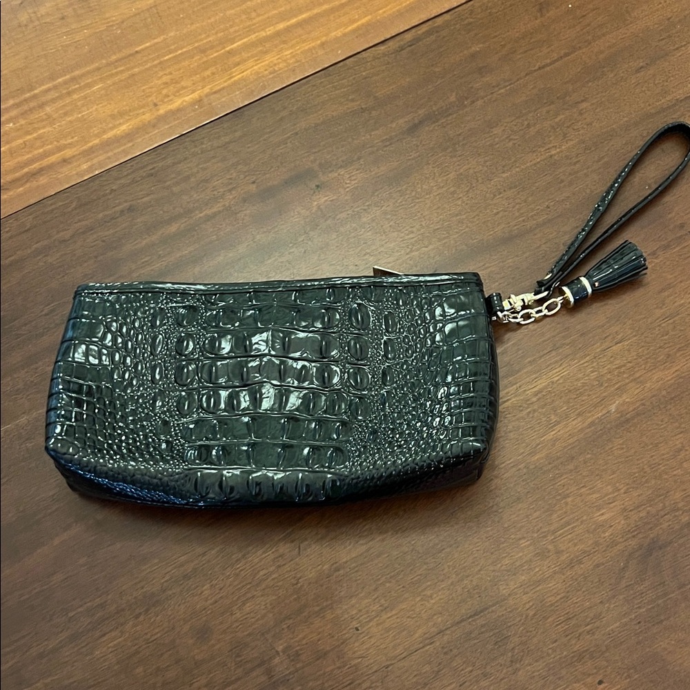 Black Croc Embossed Wristlet BRAHMIN Kayla
